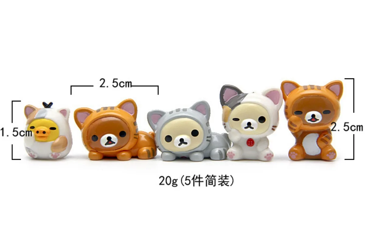 5/6 sztuk Rilakkuma Mini Anime rysunek postać z kreskówki modele kolekcje ozdoby modele dekoracje na biurko Party prezenty dla dzieci