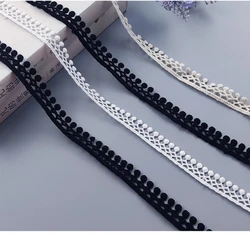 New1cm Fringed Lace Beanie Lace Fabric 5 Yards Black Fabric Applique Trim Embroidery Fabric Ribbon White Eyelet Lace Trim Craft