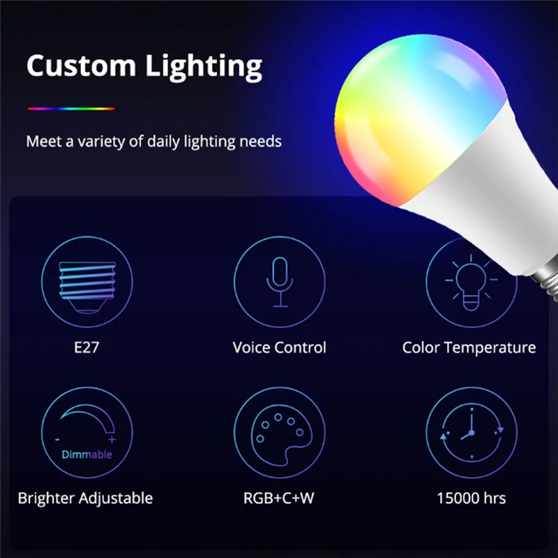 مصابيح كهربائية ذكية واي فاي LED لمبة 9 واط RGB التحكم الصوتي واي فاي لمبات ذكية تعمل مع Homekit Alexa Google Home