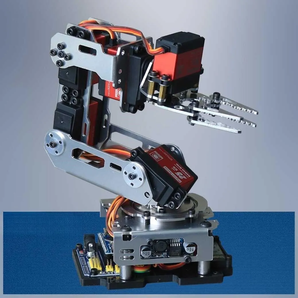 Bras Programmable Robot de haute qualité, support en alliage d'aluminium 6 Dof, bras mécanique en métal, contrôle par application pour Robot Arduino, Kit de bricolage