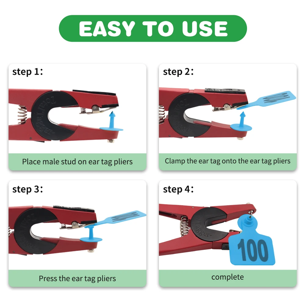 لا. 1-100 البلاستيك خنزير الأذن لافتات مع كلمة الأذن الليزر الكتابة النحاس رئيس أقراط مزرعة الحيوان بطاقة التعريف 100 قطعة #4