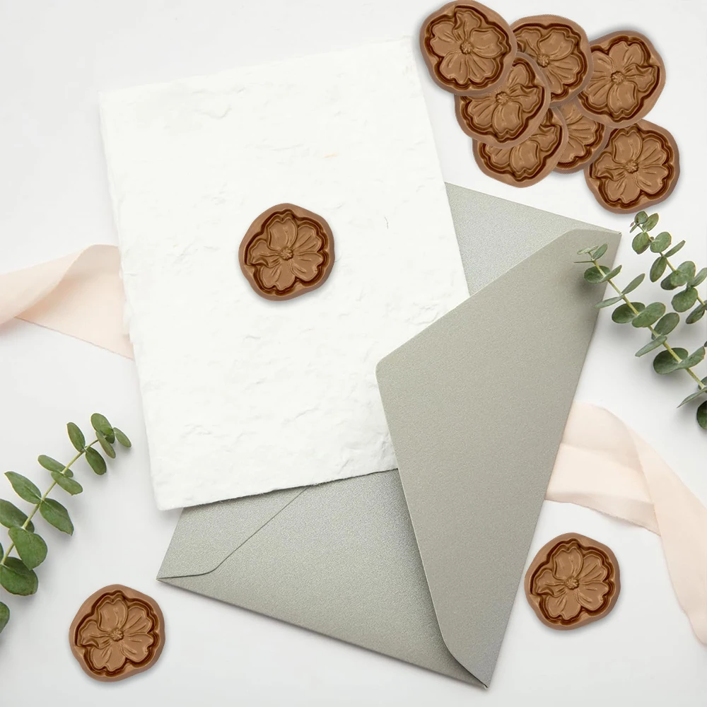 25pcs Shaped Wax Seal Stickers,Vintage Gold Poppy Envelope Seal Stickers for Wedding,Birthday,Thanksgiving,Invitation, Business