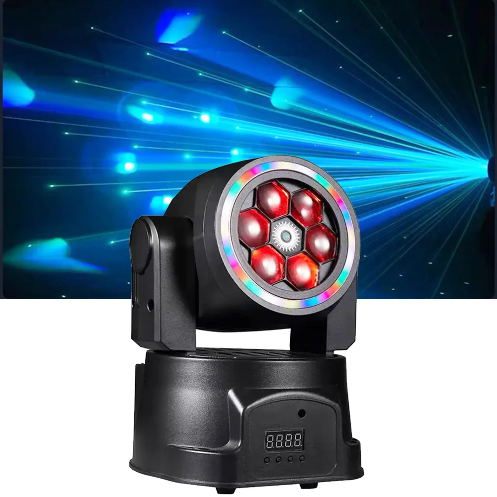 

Bee Eyes 60 Вт Мини-руховой луч RGBW LED 50 МВт Зеленый лазер Волшебный сценический эффект освещения DMX Control для DJ Disco Dancing Party