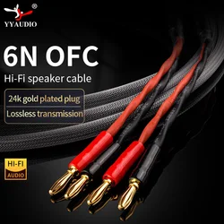 Hifi Banana Jack to Banana Jack Speaker Cable Banana Pure Copper Speaker Wire With Banana Plugs Audio Cable Biwire Speaker Cable