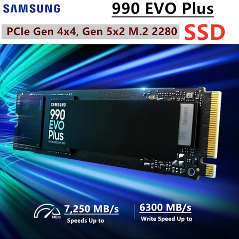 SAMSUNG 990 EVO Plus SSD 1TB 2TB PCIe Gen 4x4 Gen 5x2 M.2 2280 Speeds Up to 7,150 MB/s Upgrade Storage for PC/Laptops ssd
