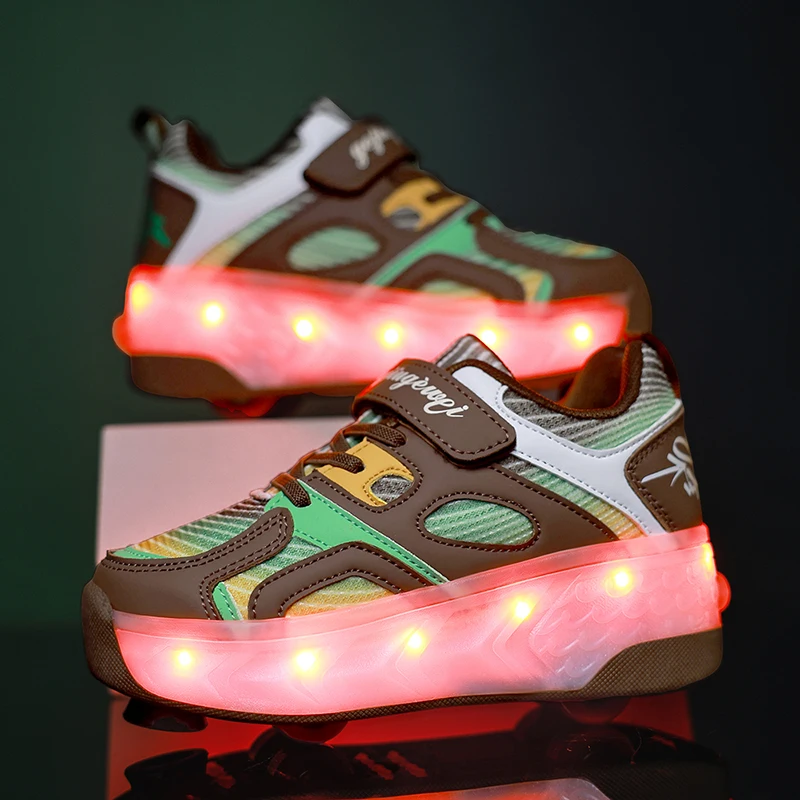 

2025 New Sports Heelys for Kids: Invisible 4-Wheel Roller Sneakers – Boys' & Girls' Student Skates