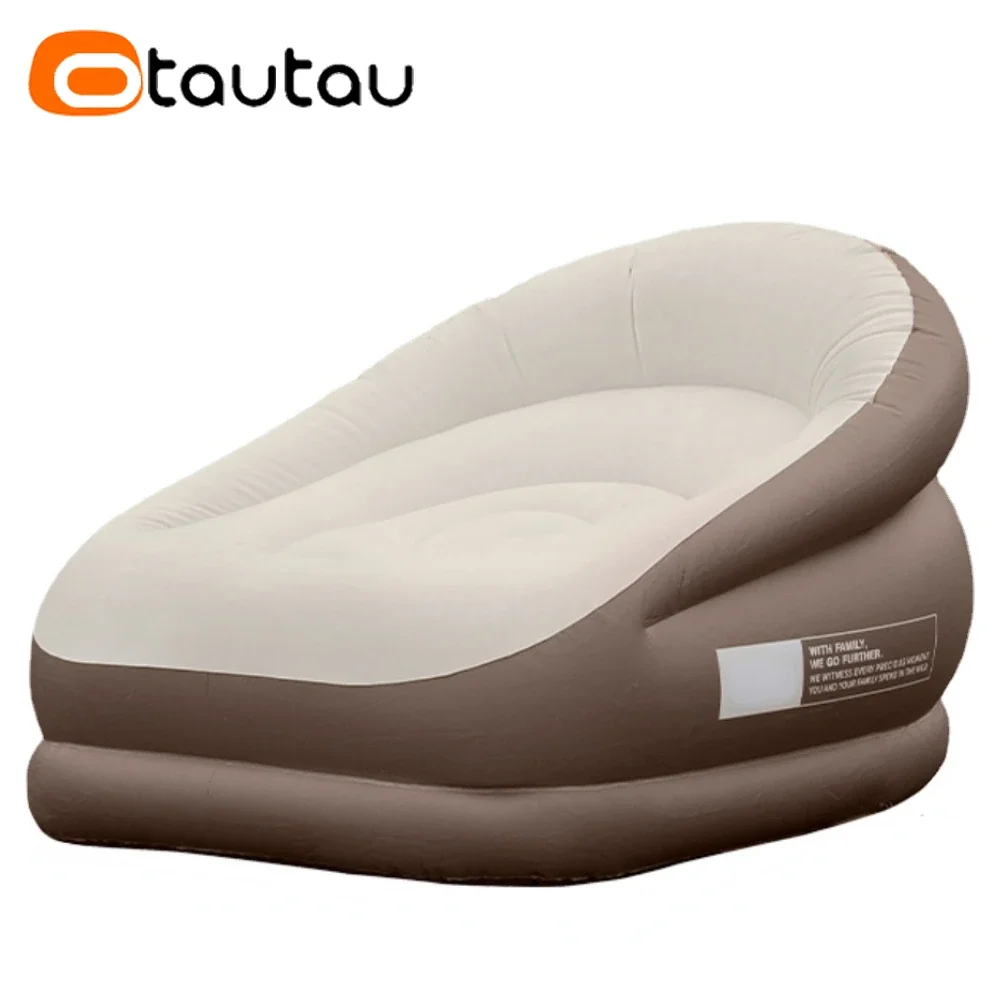 OTAUTAU Outdoor Inflatable Sofa with Footrest Ottoman Stool Portable Camping Folding Furniture Chasie Lounge Recliner SF101