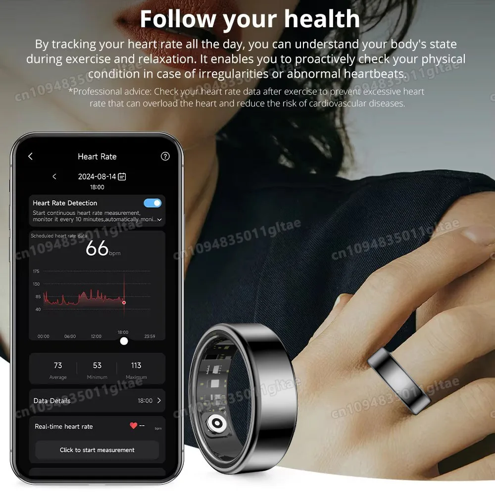 R10 Smart Ring With Charging Case Men Women Blood Pressure Health Sleep Monitor 5ATM Waterproof Smartring Multi-sport Modes HT30 view 3