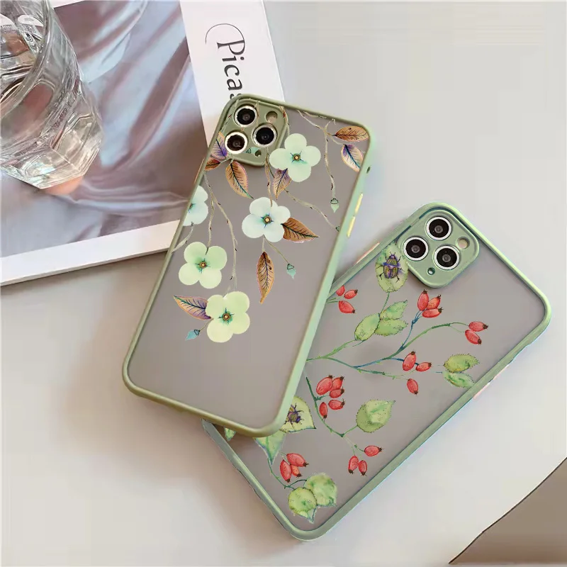 Etui na telefon Birds Watercolor Painted Pattern do iPhone 15 7 8 Plus SE2 X XR XS MAX 14 12 13 mini 11 Pro Max Back Flower Cover