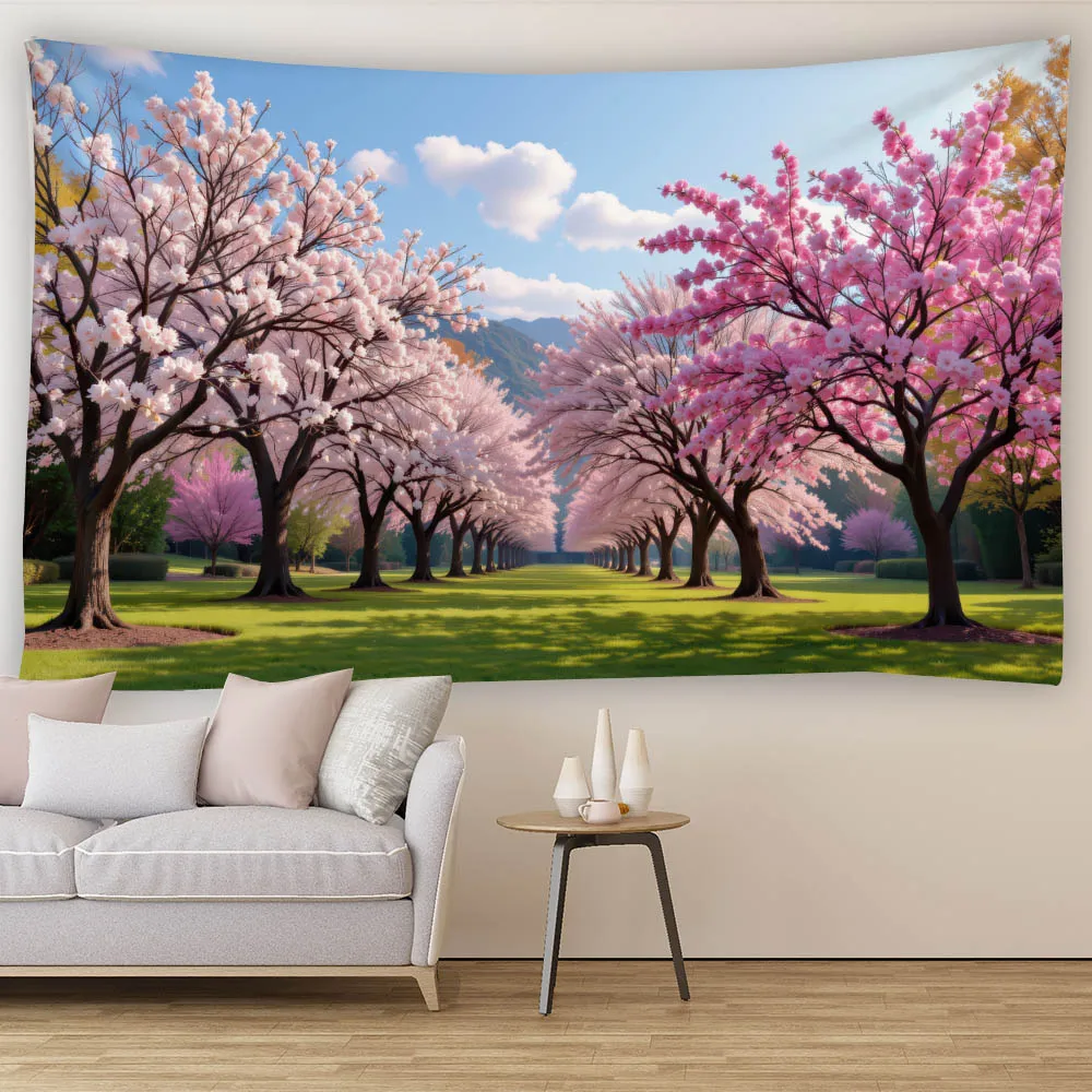 Natural Scenery Tapestry Multi Size Landscape Painting Wall Hanging Soft Fabric Background Cloth Aesthetic Home Decoration