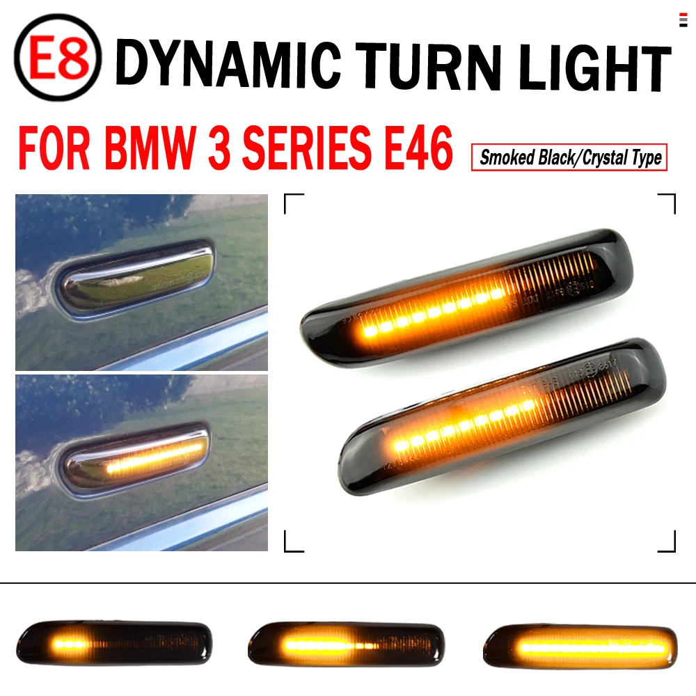 Side Marker Flowing Dynamic Blinker LED Turn Signal Light For BMW E46 3 Series Limo Coupe Compact Cabriolet Touring