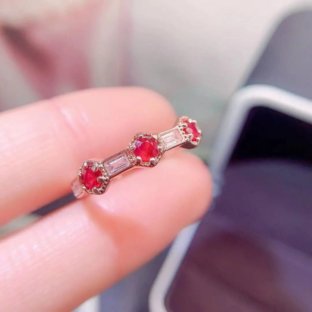 KJJEAXCMY New style Jewelry Natural Women's Ruby Ring 925 silver inlay Colorful and splendid High clarity supports detection