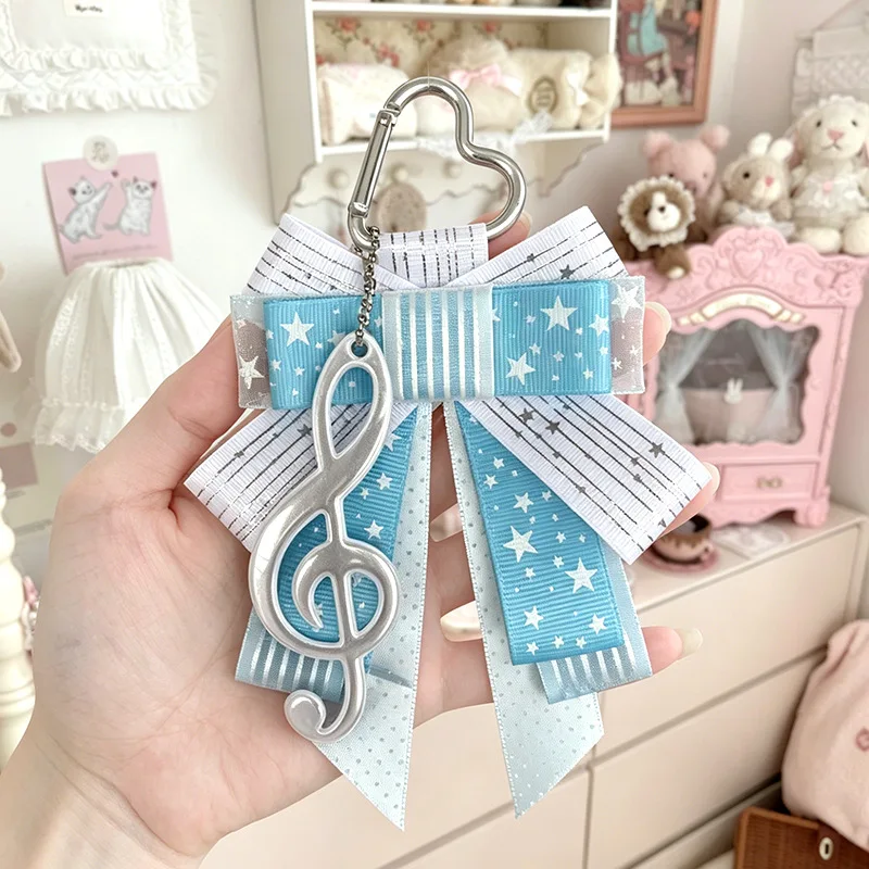 Sweet Cartoon Fashion Music Note Bow Ita Bag Keychain Charm Delicate Ins Decoration Craft Materia Finished Pendant for Bag view 4