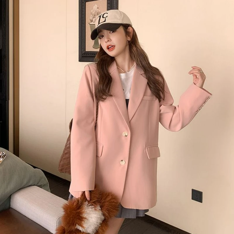 Rosa Anzug Jacke Damen Frühling Herbst neue koreanische Stil High-End vielseitige modische Temperament Blazer süße lose Outwear