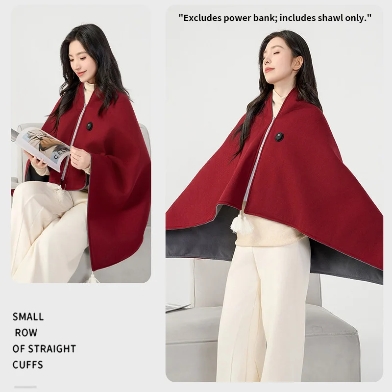 Wearable USB Powered Electric Heating Shawl Fast Heating Cozy Soft Warmer Blanket For Winter Outdoor Home Office Camping Gift