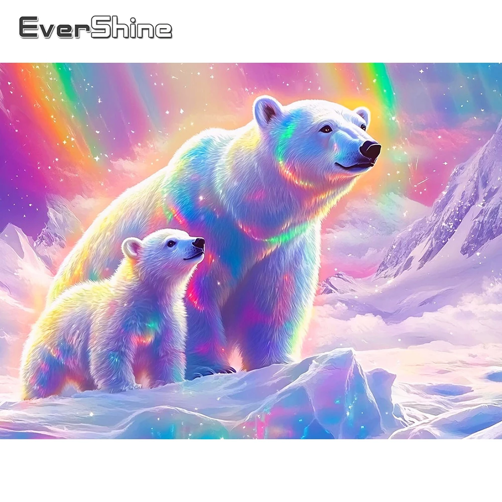 Evershine Diamant Stickerei Bär Strass Bild Malerei Tier Kreuz Stich Kit DIY Mosaik Schnee Berg Wand Dekor