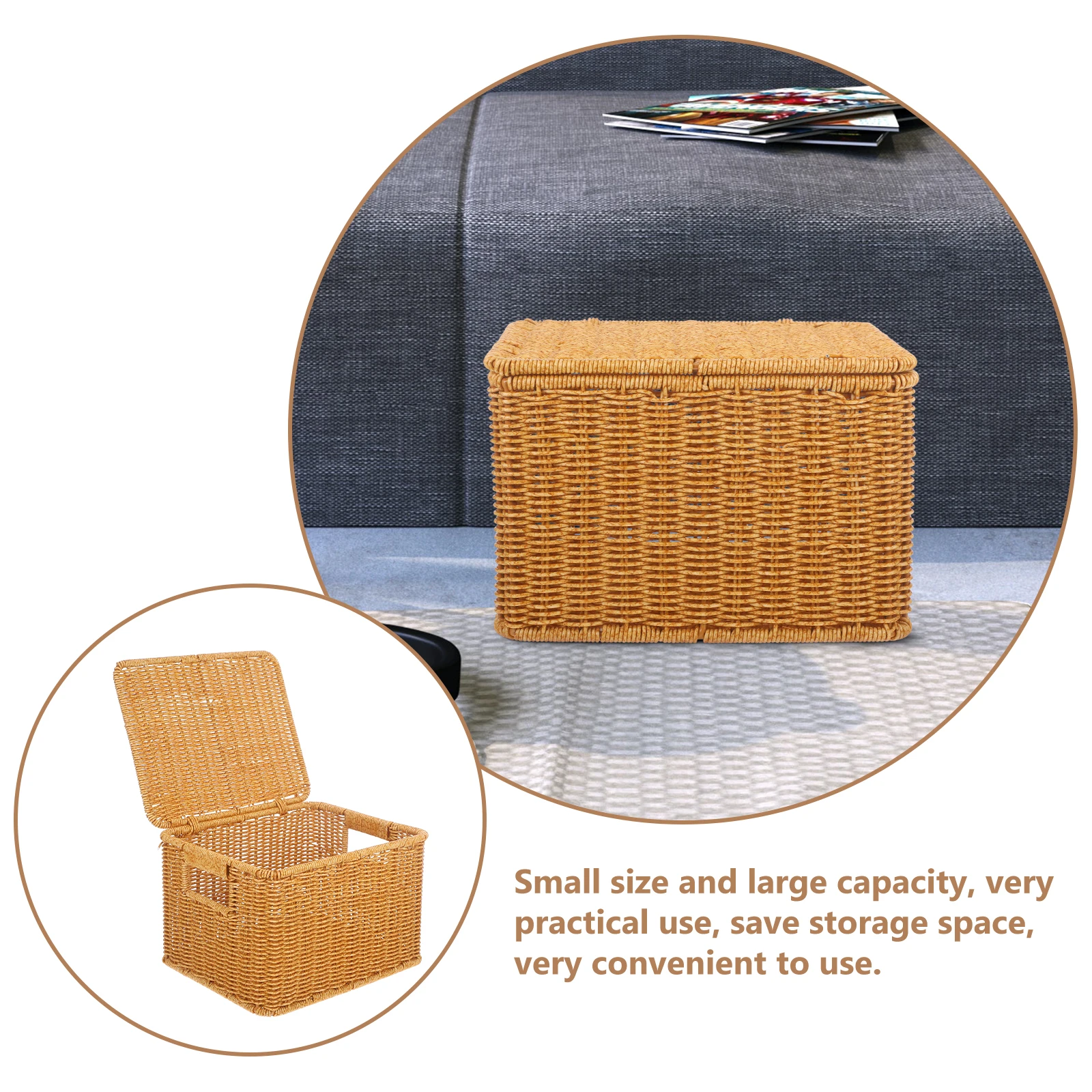 

Imitation Rattan Woven Basket Deep Coffee Small Size Storage Box Household Decorative Multipurpose Baskets Laundry Bedroom