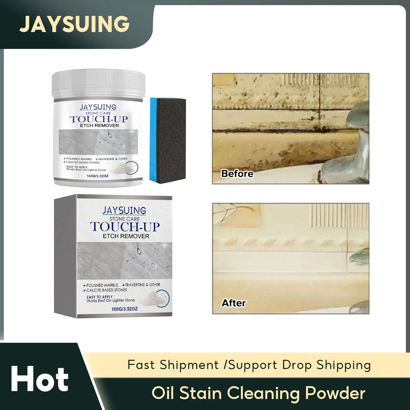 Oil Stain Cleaning Powder Heavy Oil Remover Agent Kitchen Range Hood Tile Stone Floor Oil Stain Dissolving Stone Cleaning Powder