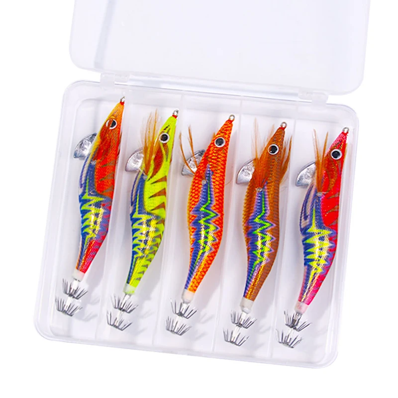 Wooden Shrimp Road Runner Bait Set For Long Casting Squid Road Runner Fake Bait Set