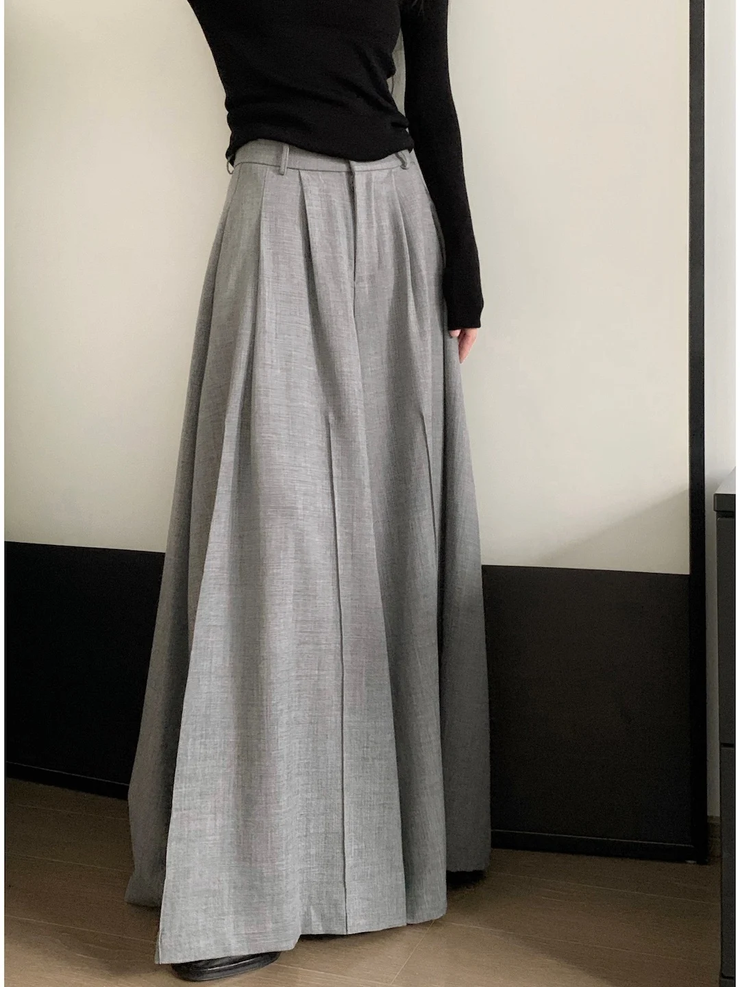 

Женские широкие брюки с высокой талией и драпировкой, свободные длинные брюки FlowGaga P, маленький размер, модный корейский стиль