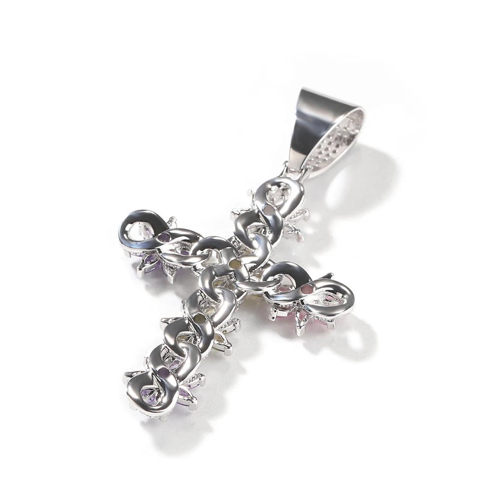 UWIN الزهور الملونة الصليب قلادة قلادة للنساء مثلج خارج الشق الإعداد AAAAA مكعب زركونيا الصليب سحر مجوهرات الأزياء