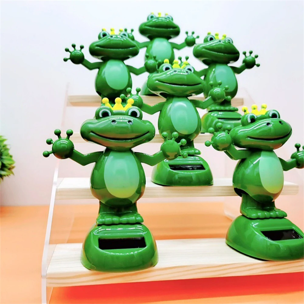 Car Decoration Solar Energy Decoration Shaking Head Doll Cartoon Frog Prince Shape Decoration Gift Creative Interior Automotive