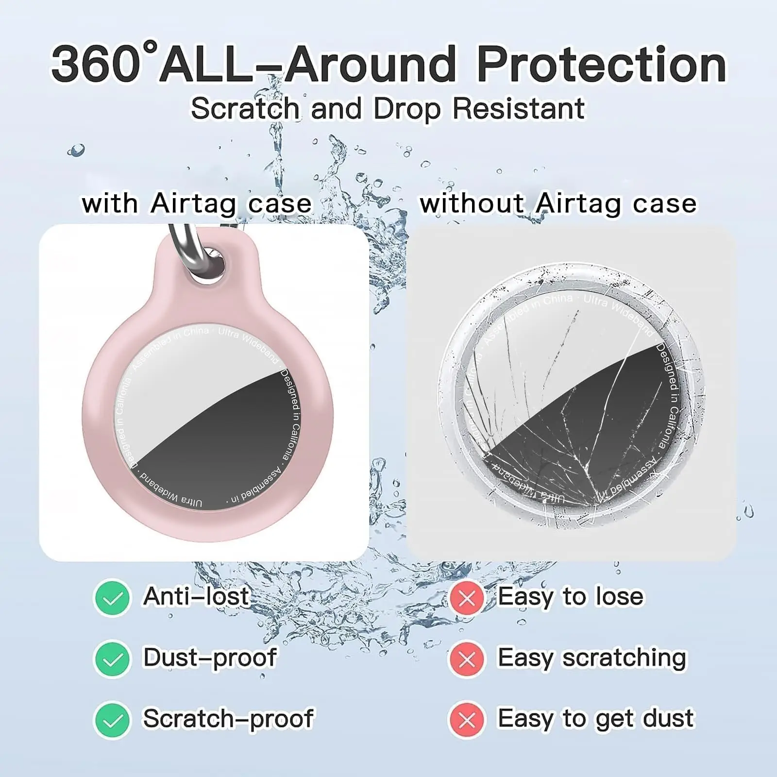 Casing TPU Anti Air untuk Apple AirTag, Pelindung Anti Gores untuk Pelacak GPS Air Tag, Gantungan Kunci untuk Kunci, Hewan Peliharaan, dan Bagasi
