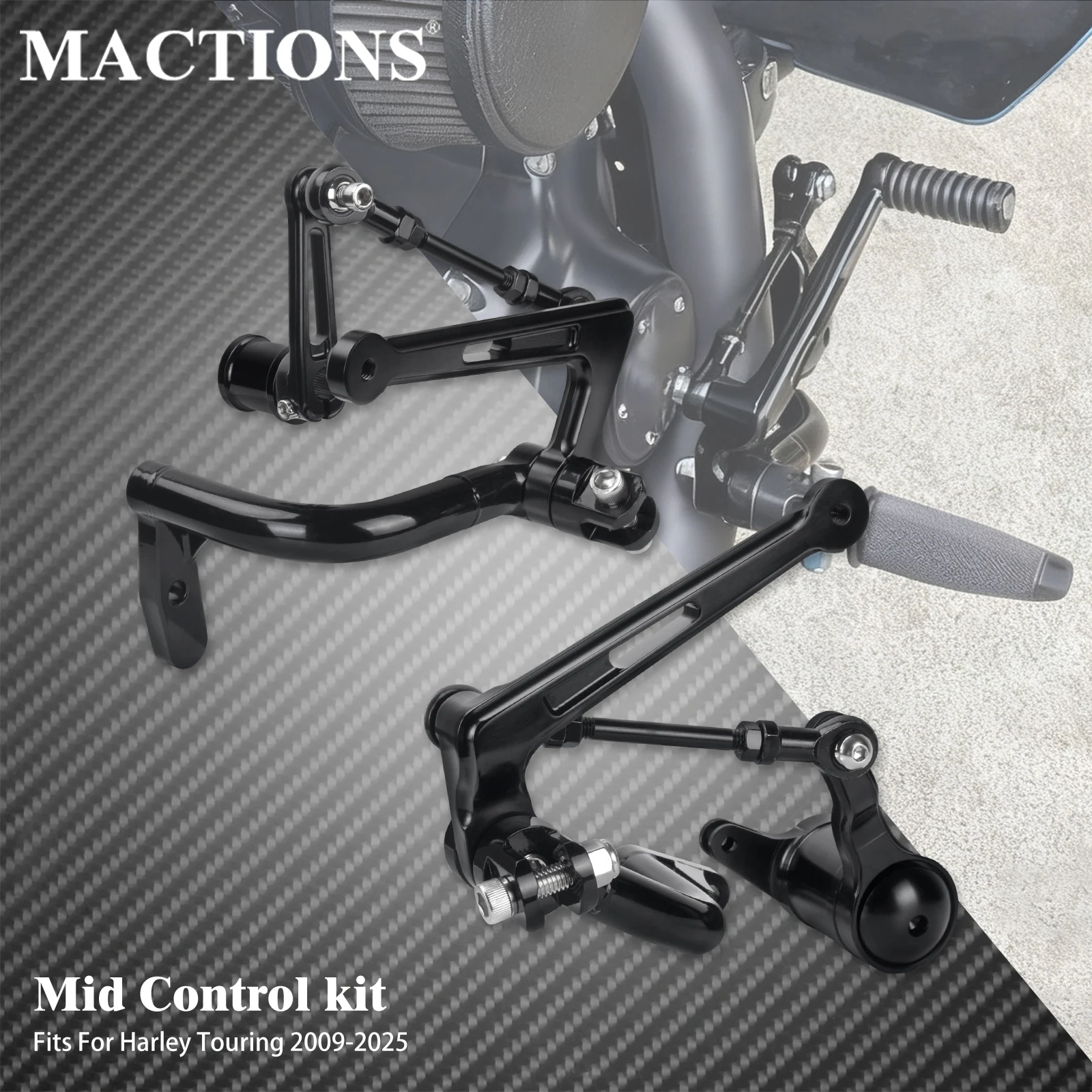 Motorcycle Shift Brake Bracket Linkage Lever Set Mid Control Kit For Harley Touring Road King Electra Street Glide 2009-2025