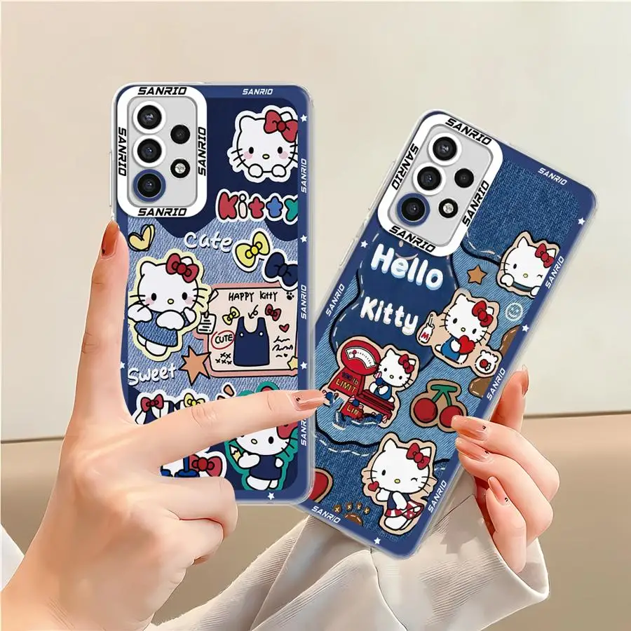 Kitty Cat Cowboy Phone Case for Samsung Galaxy A35 A55A53 A54 A73 A34 A33 A25 A24 A13 A14 A15 Soft Transparent Cover