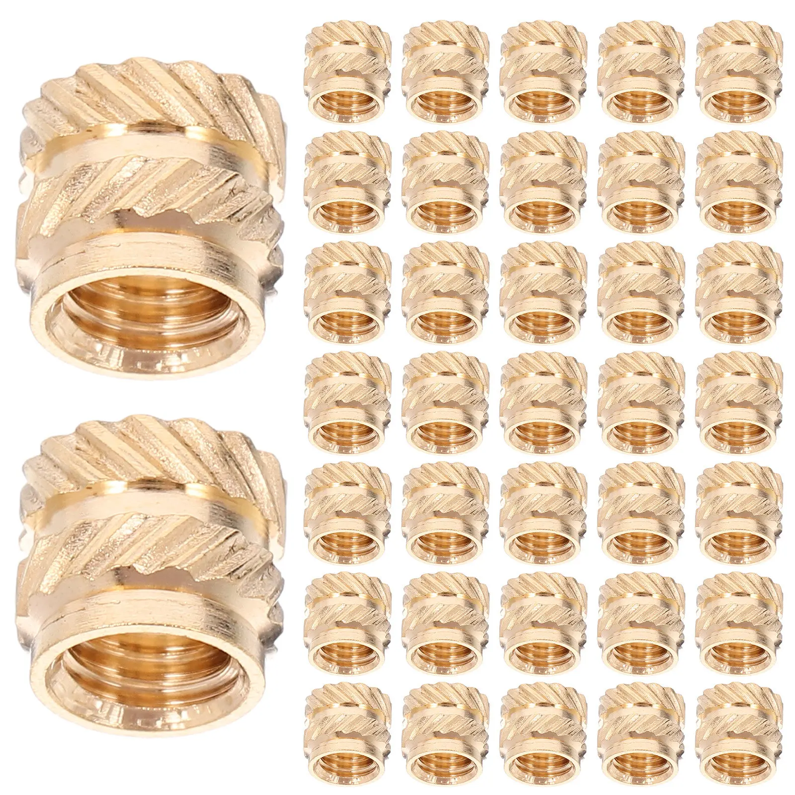 60 Pcs M5 Brass Heat Set Inserts For Metal Internally Threaded Knurled Nuts Flange Hexagon Ring For Plumbing 3d Printing Parts