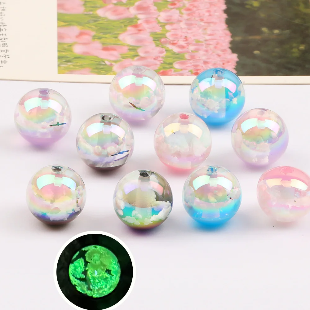 Cordial Design 50Pcs 20*20MM DIY Resin Beads/Round Shape/Luminous Effect/Jewelry Accessories/Hand Made/Cloud Beads #16585