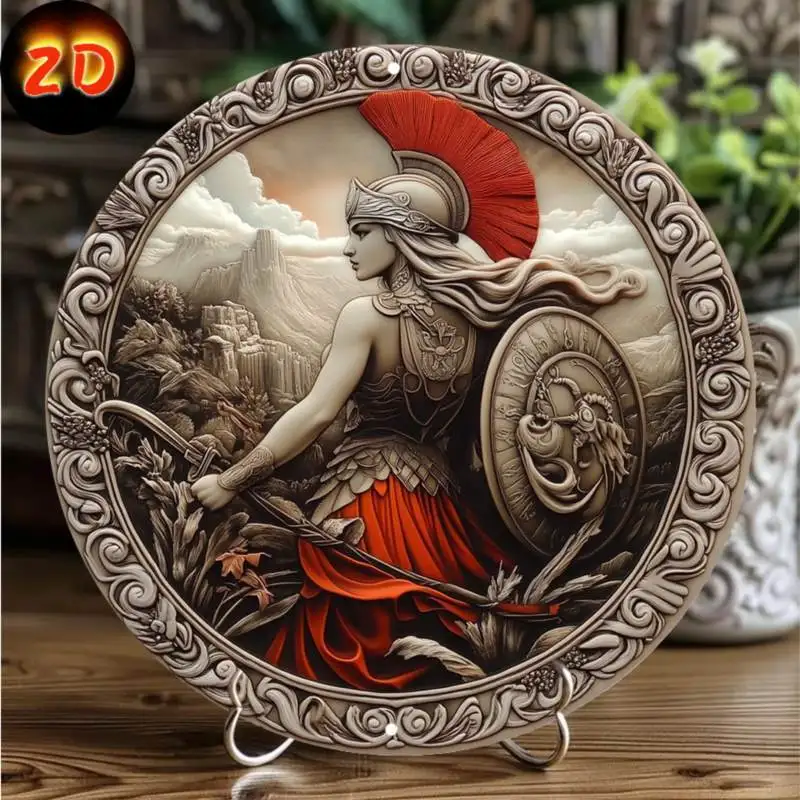 Athena Goddess Vintage Round Aluminum Wall Art - Perfect for Mother's Day, Easter & More - Versatile Decor for Home