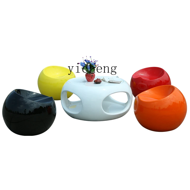 XL Fiberglass Lounge Chair Creative Apple Table and Chair Combination Shopping Mall Outdoor Public Waiting Chair