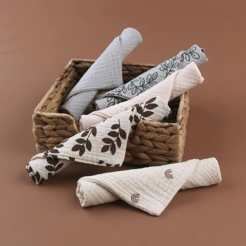 

C5AA 5Pieces Infant Towel Print Saliva-Towel Quick-Dry Face Wash Cloth Baby Product