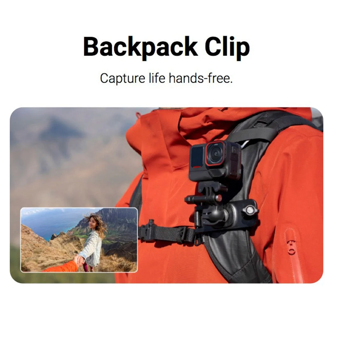 N97R Für Insta360 Ace Pro 2 Rucksack Clip Halter Strap Clamp Mount Wandern 360 ° Rotation für Insta 360X4X3 GO3S Zubehör