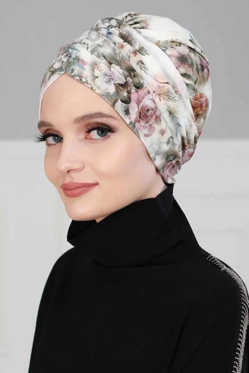 Hijab hueso Oliva estampado