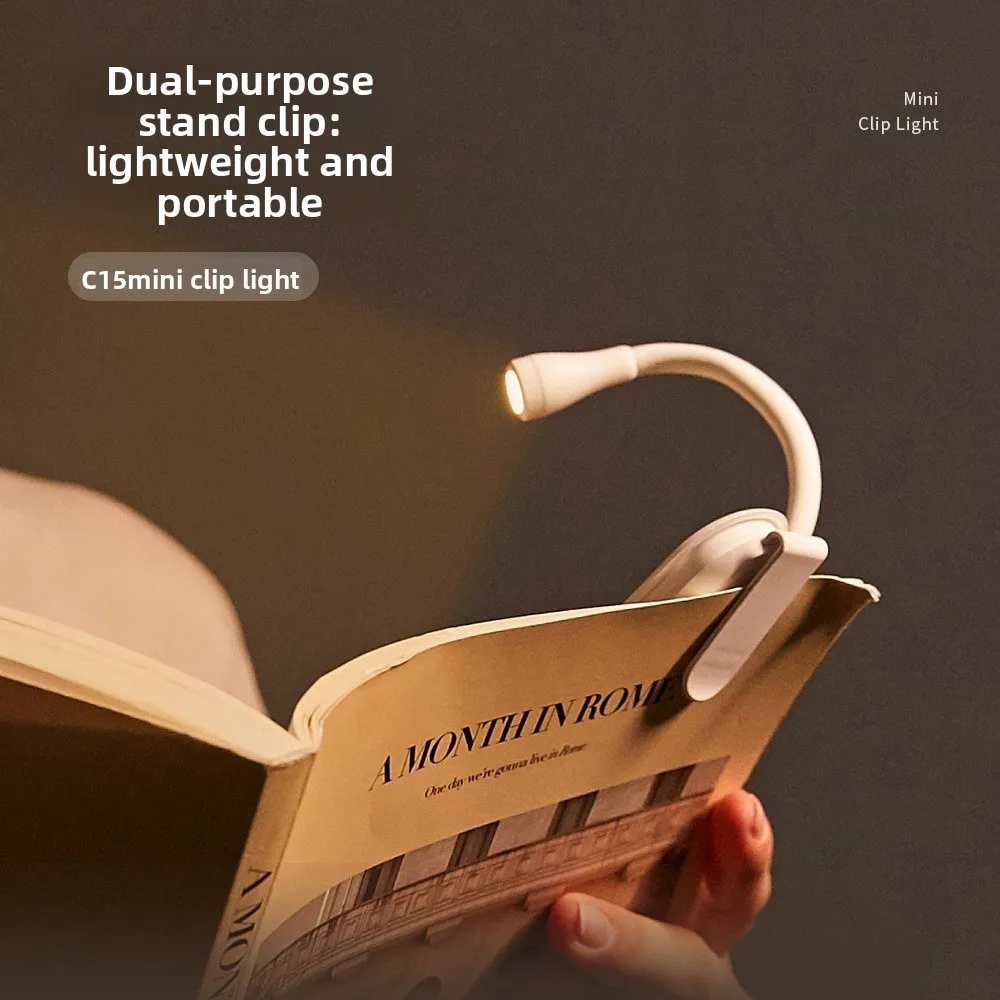 USB Rechargeable Mini LED Desk Lamp - Dimmable Clip-On Night Light for Reading Portable Dual-Use Creative Gift