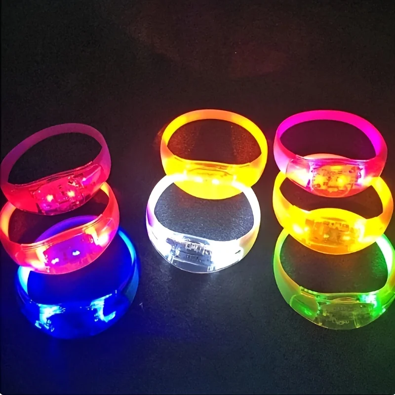 Bracelets de contrôle du son à commande vocale LED, 6 pièces, en Silicone, clignotant, pour discothèque, fête, Bar, Concert