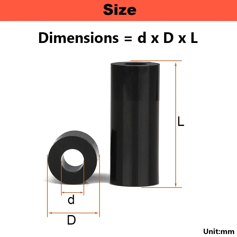 M2.8 M3.2 M4.2~m14 Insulation Abs Isolation Column Pc Board Elevate Gasket Ring Round Hole Nylon Plastic Cushion Through Column