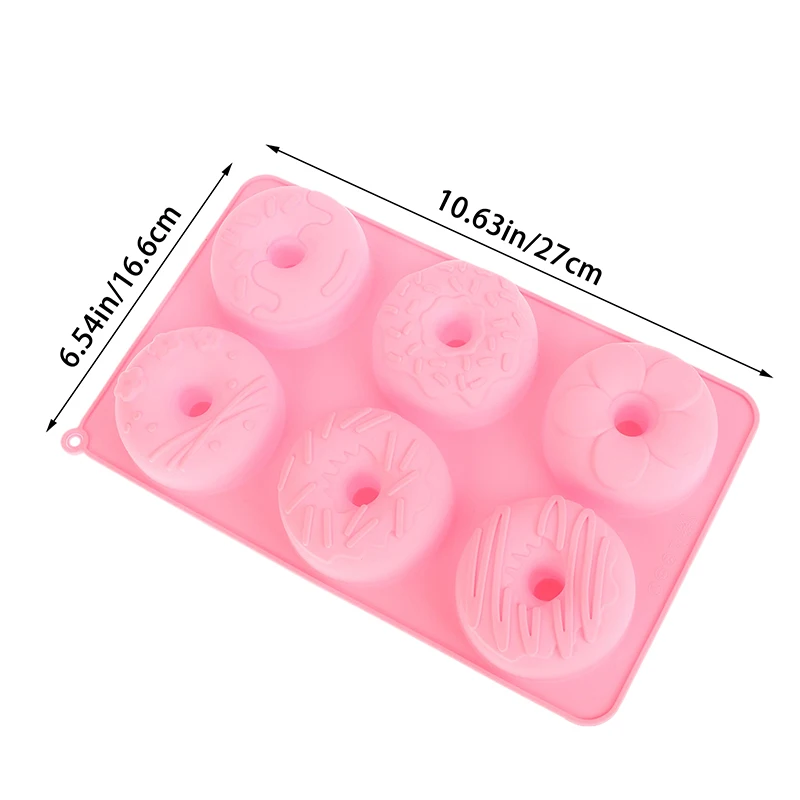 Molde de silicona para pasteles, 6 agujeros, Donut, Pan, Pan, galleta DIY, Chocolate, resistente a altas temperaturas, plato para hornear de grado alimenticio