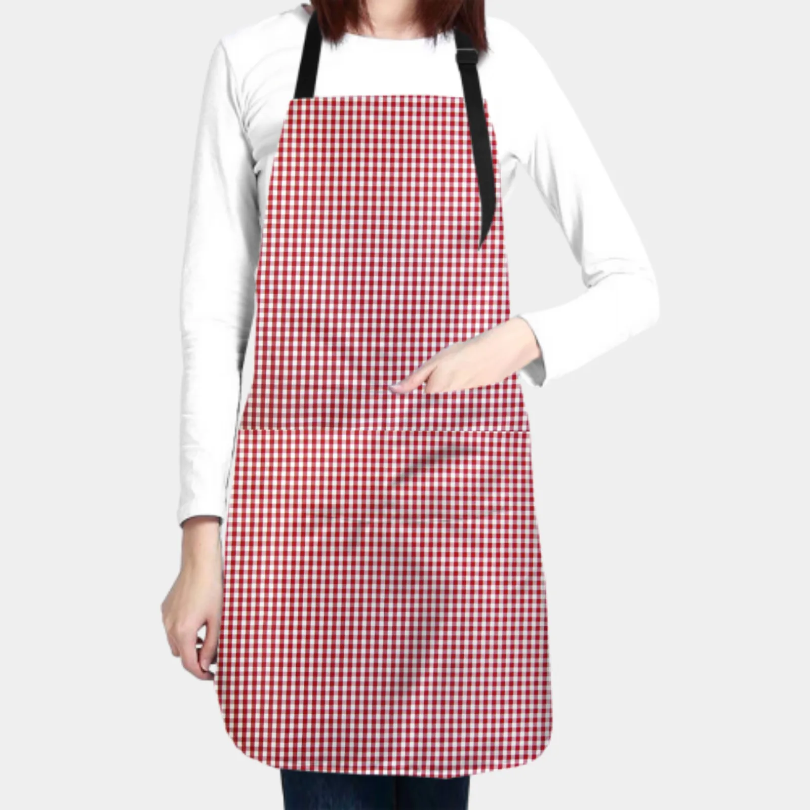 Red Fashion Apron for Women Men Waterproof Dirt Proof Adjustable Apron Oil Isolation Kitchens Restaurants Garden Workplaces