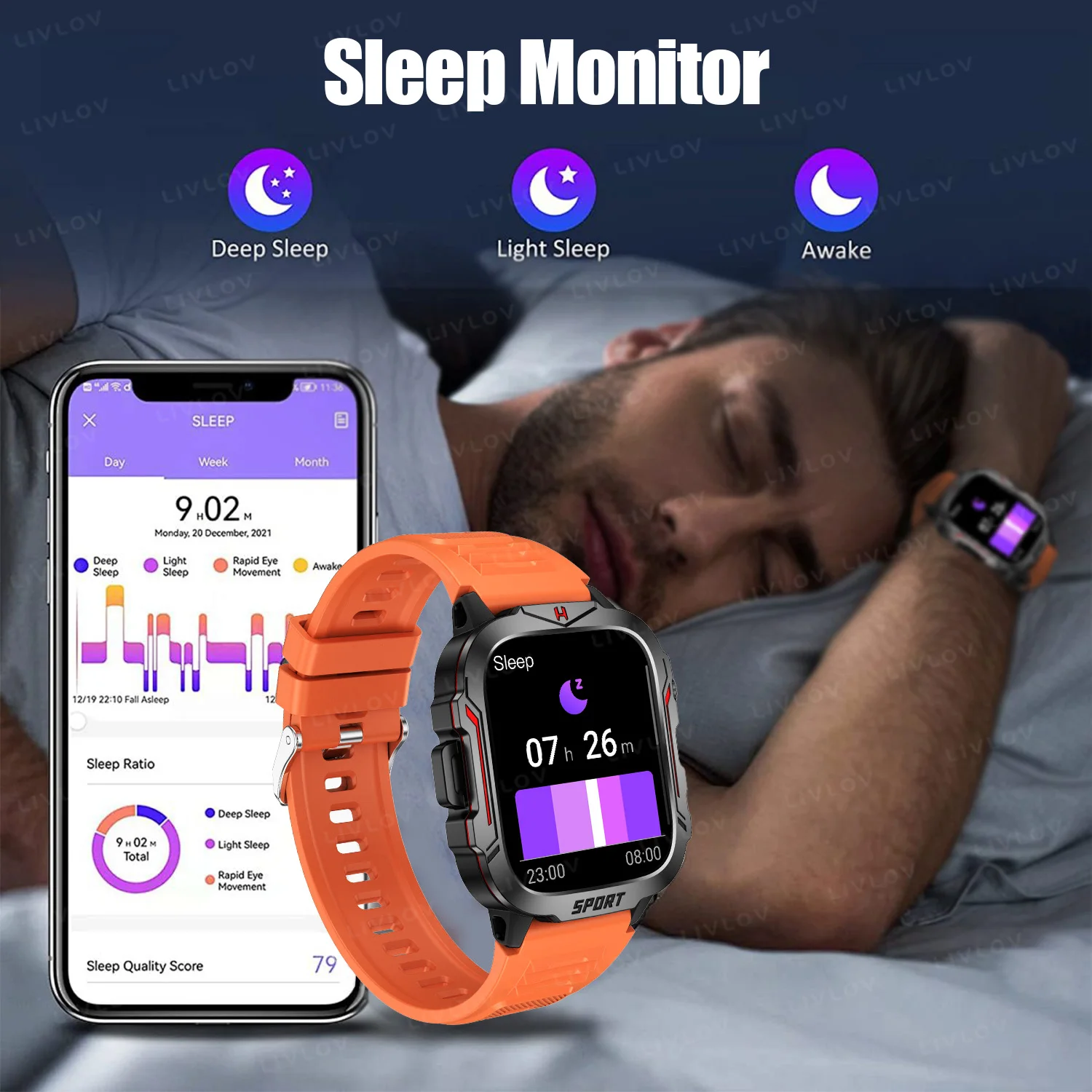 ساعة ذكية بمصباح يدوي قوي للرجال/النساء، شاشة تعقب للياقة البدنية بشاشة 1.96 بوصة مع مساعد صوت AI/مكالمات بلوتوث/100+رياضة #4