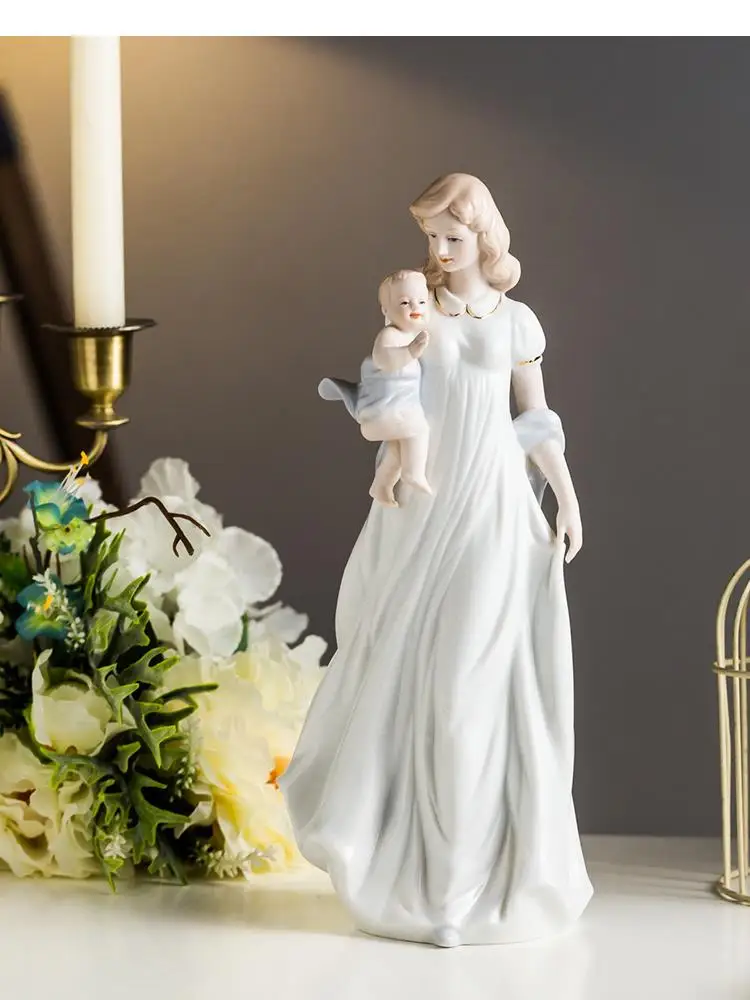 Nordic ceramics character sculpture Parent-child Mother and child Decorative ornaments Mother's Day gift Modern