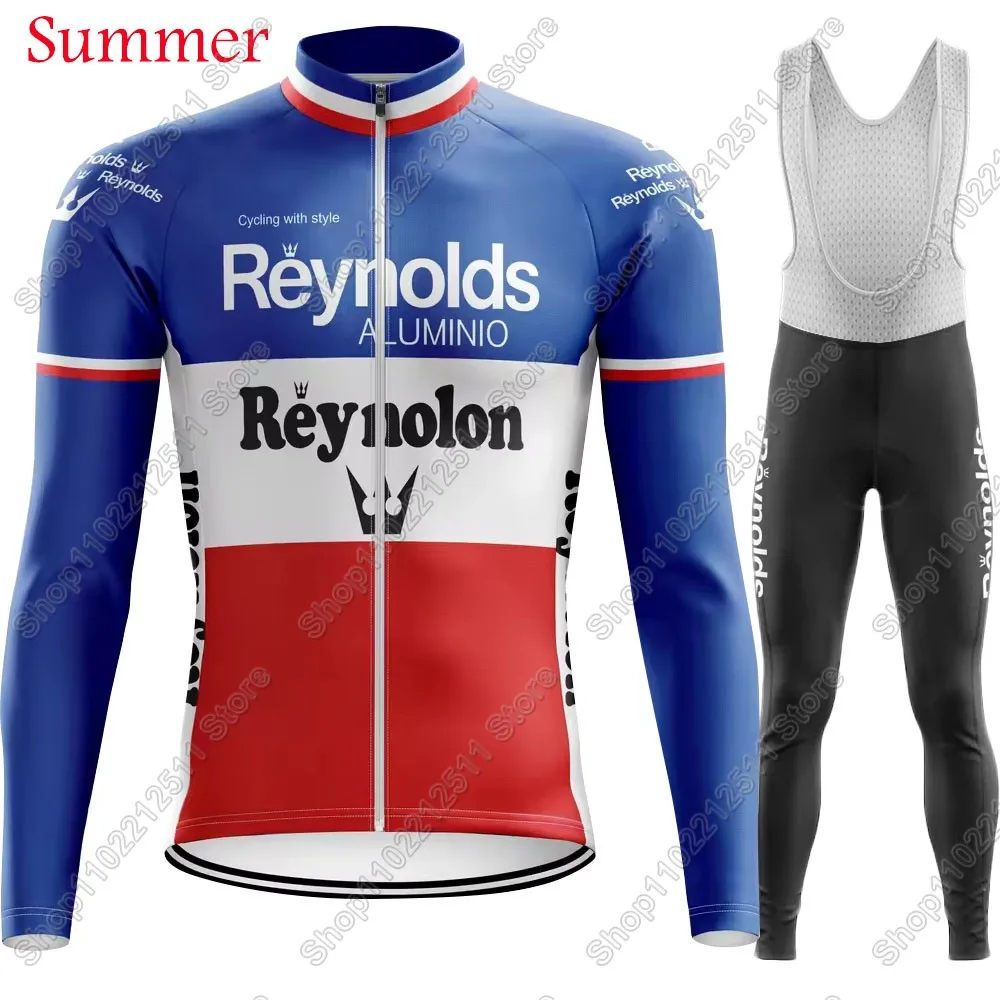 فرنسا اسبانيا 2025 رينولدز الدراجات جيرسي مجموعة الرجعية الصيف الشتاء ملابس رسمية طويلة الأكمام الدراجة الجبلية الطريق السراويل مريلة Ciclismo