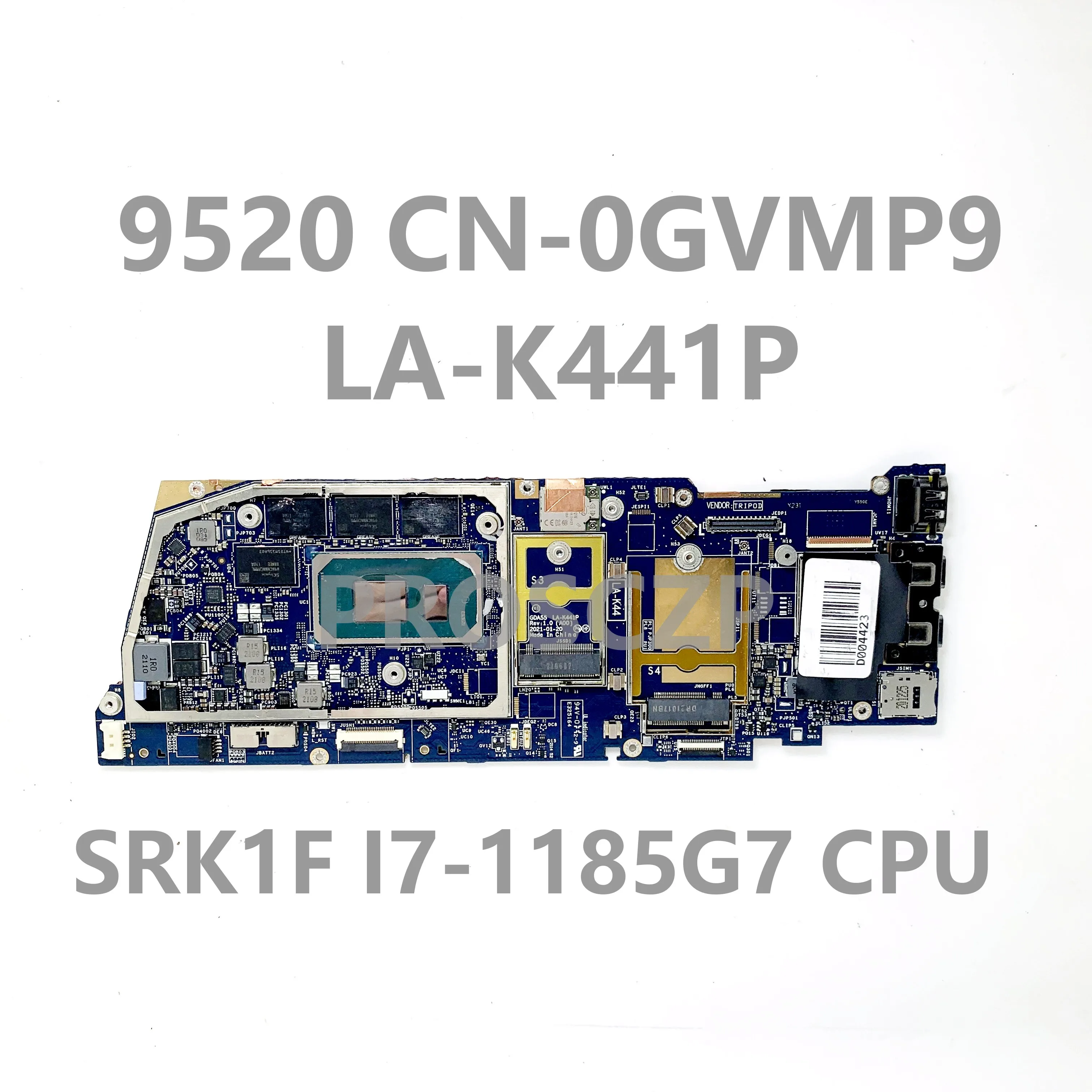 CN-0GVMP9 0GVMP9 GVMP9 With SRK1F I7-1185G7 CPU NEW Mainboard For DELL 9520 Laptop Motherboard GDA55 LA-K441P 100%Full Tested OK