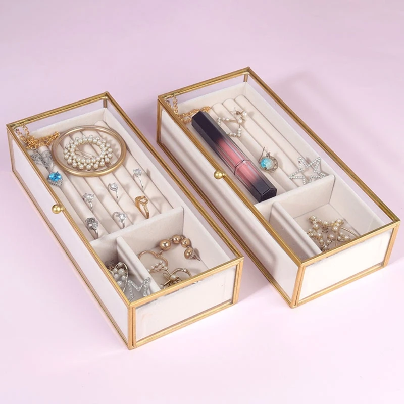 Glass Jewelry Container for Collectors with Dividers for Efficient Organization