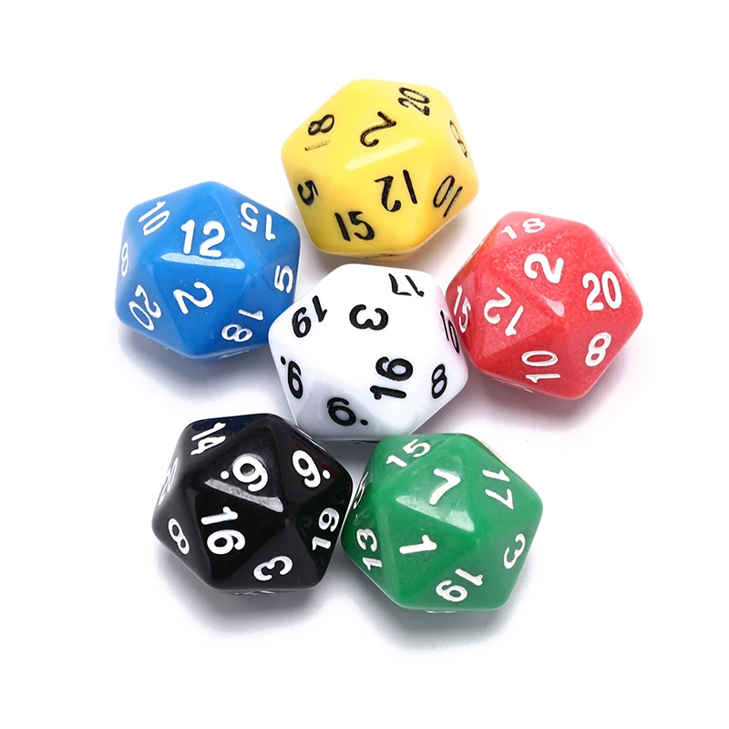 6Pcs Multi-Sided Dices D20 Dices Mixed Color Hot Selling Acrylic Ktv Fun Dice Board Game