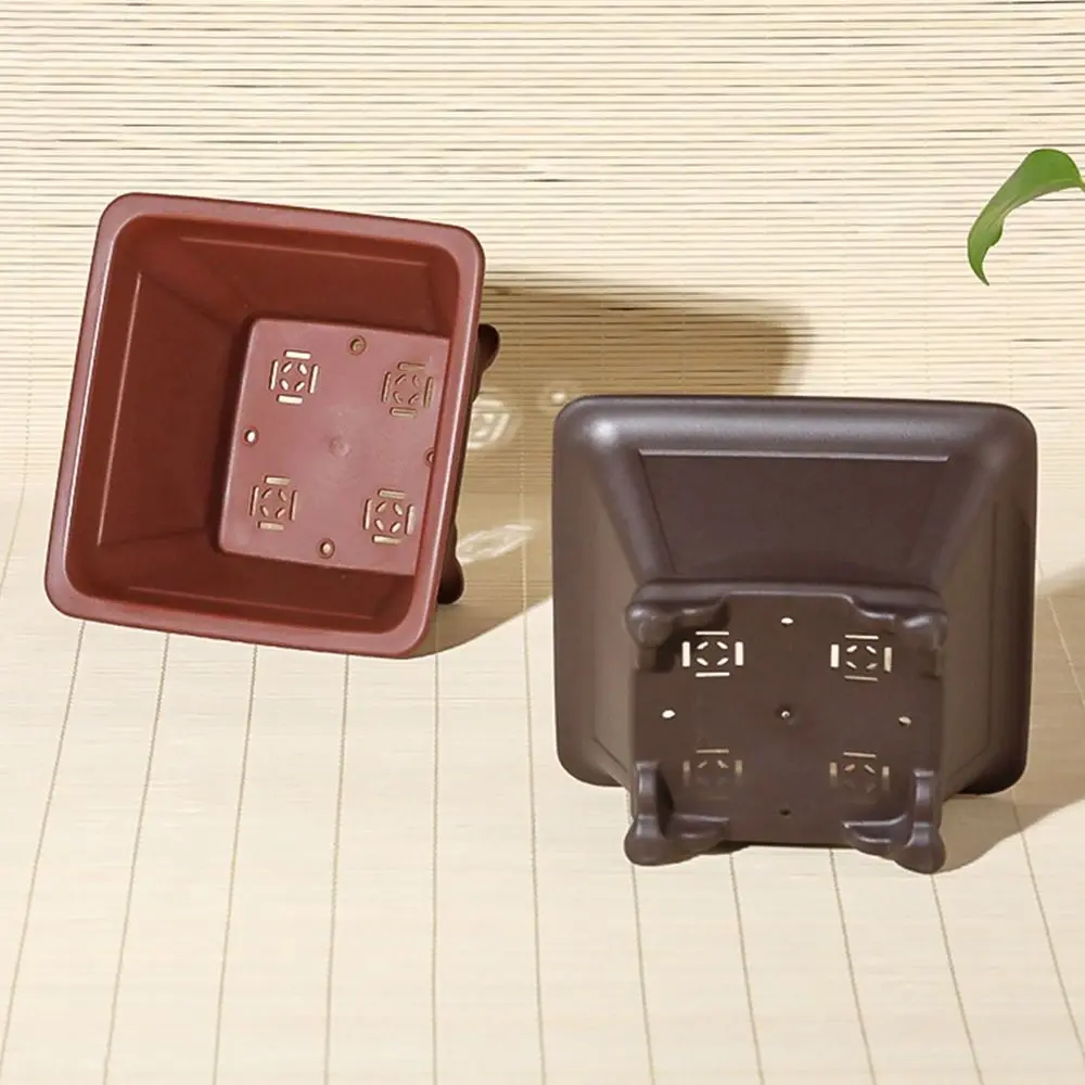 Creative Imitation Purple Clay Flowerpots Durable Thick DIY Plants Pots Colorful Bonsai Tray Pots Gardening