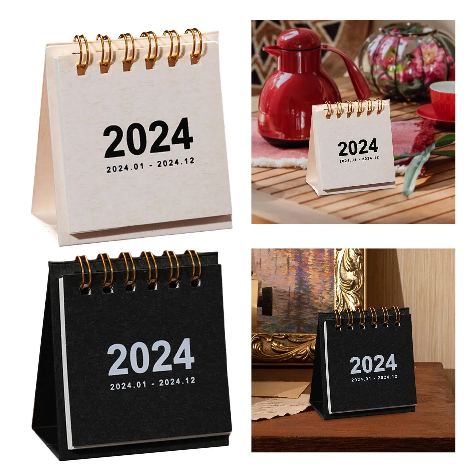 Small Desk Calendar 2024 Standing Desk Calendar Twin Wire Binding Calendar for Planning Organizing Office Home Desktop Ornaments