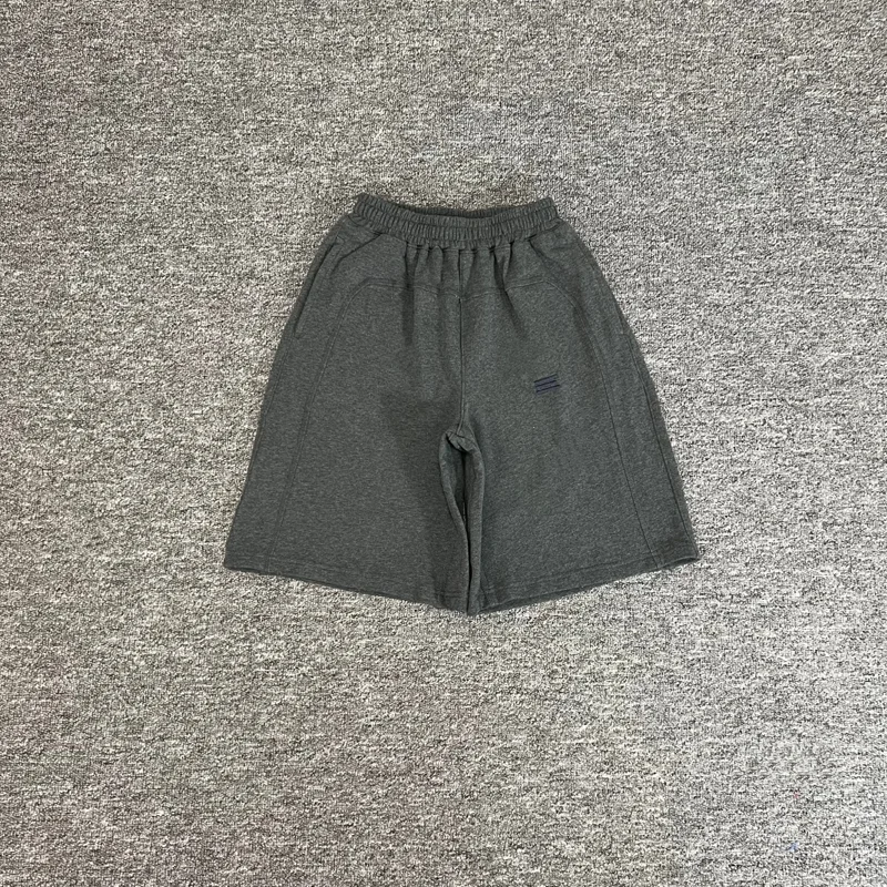 

Kroen Embroidered Stripe Label Basic Shorts Men Women Terry Loose Short Pants Splice Solid Color Loose Wide Leg Shortpants